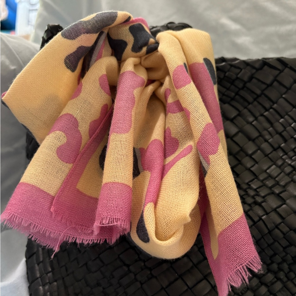Pink and Yellow Patterned Scarf